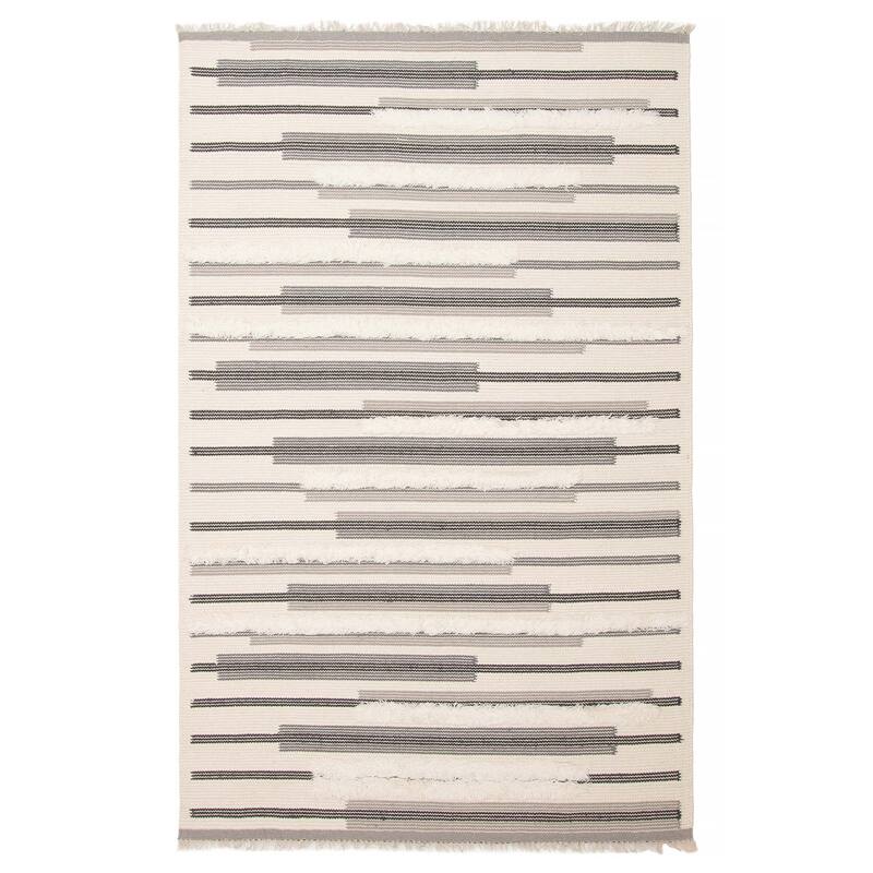 ECARPETGALLERY Hand Tufted Timeless Cream Wool Rug - 5'2 x 8'2 - Cream - 5'2 x 8'2