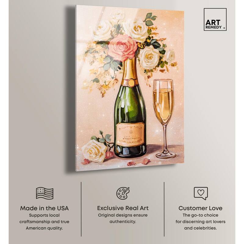 Blooming Champagne Vase Acrylic by Art Remedy, Ready to Hang