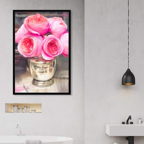Oliver Gal 'Rue Cambon' Floral and Botanical Framed Wall Art Prints Florals - Pink, Gold
