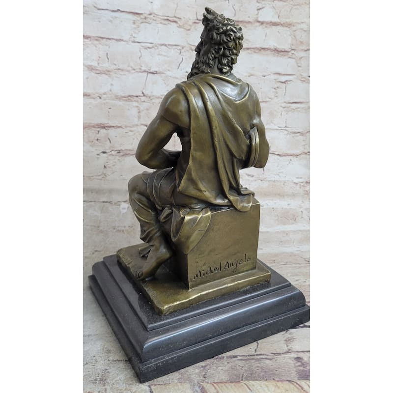 Michelangelos Moses Bronze Statue Sculpture Figure Jewish Biblical Decor 13 Inches X 7 Inches