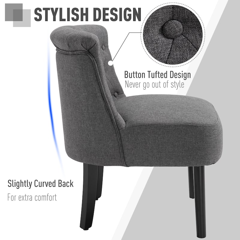 HomCom Modern Accent Leisure Armless Slipper Upholstered Lounge Chair with Large Comfortable Surface & Wooden Legs