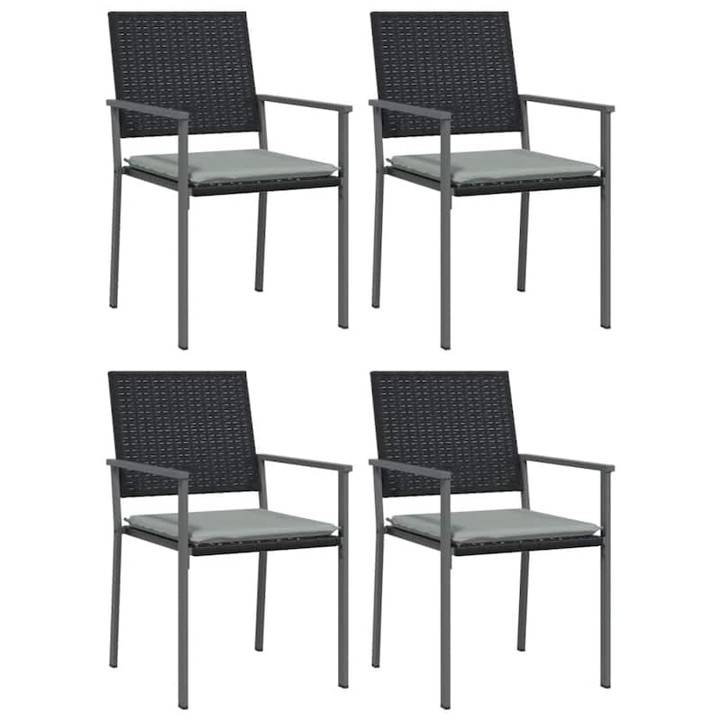 vidaXL 3/5/7/9 Piece Patio Dining Set with Cushions Poly Rattan and Steel