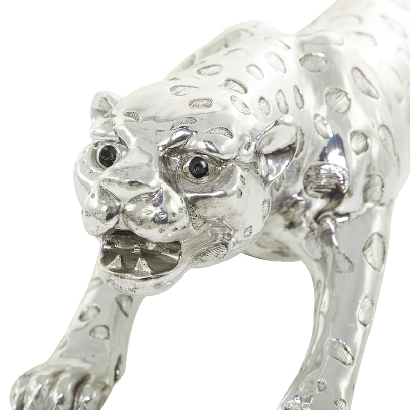 Stylish Polystone Leopard Sculpture - Silver or Gold