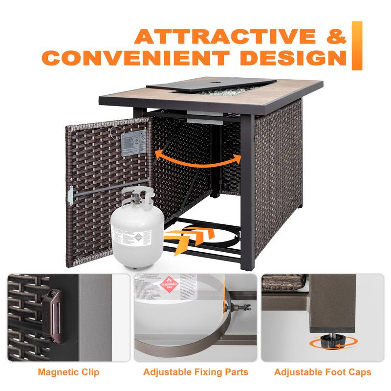 43-inch 50,000 BTU Propane Gas Fire Pit Table, Dark Brown & Coffee Color