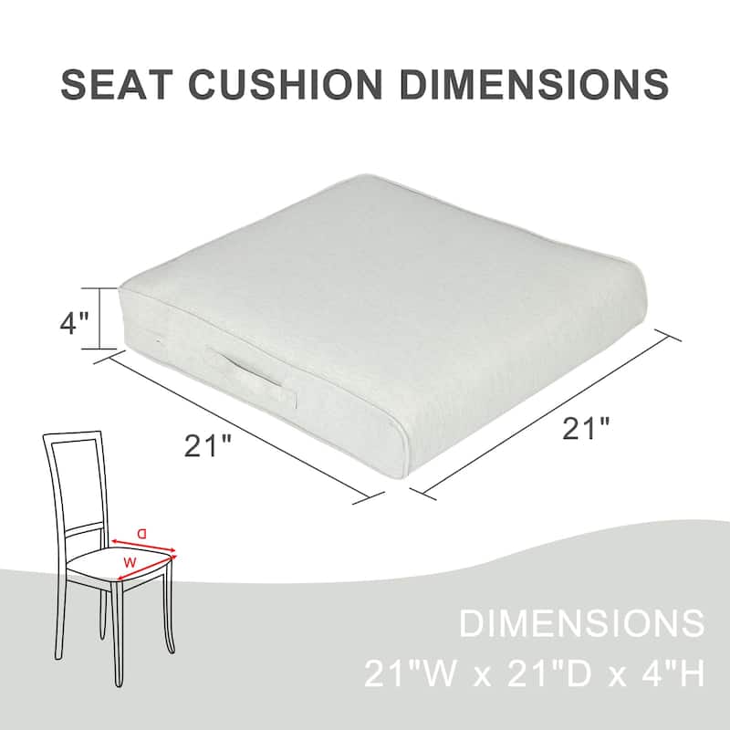 Aoodor Patio Chair Cushions Set of 2, Water Resistant Outdoor Seat Cushions with Handle and Ties, Square Corner Cushions