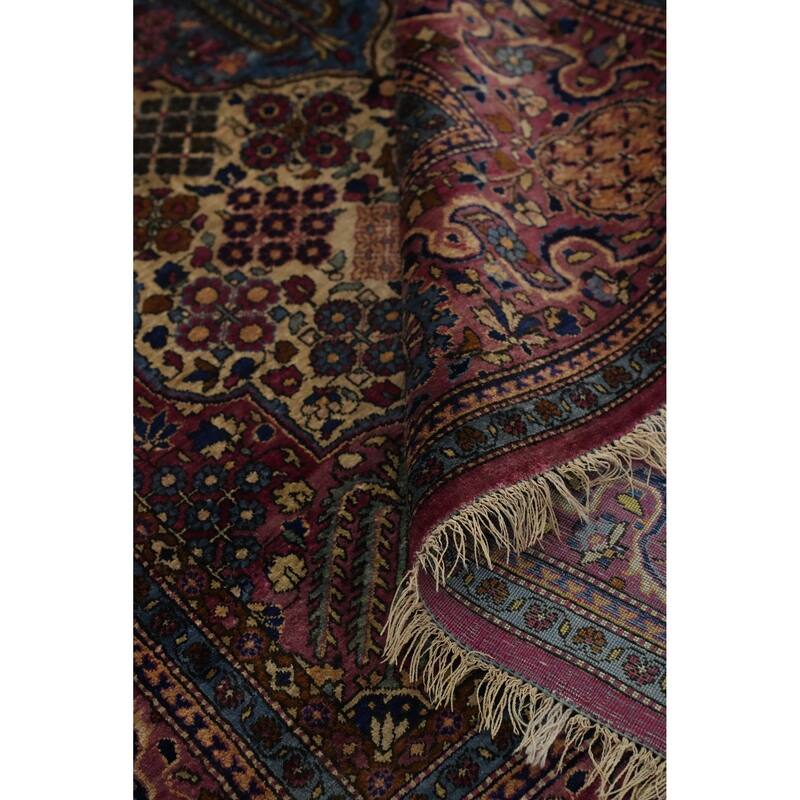 Hand Knotted Oriental 100% Silk Carpet Traditional Floral Beige & Ivories Kashan Area Rug - 6' 8'' X 4' 3''