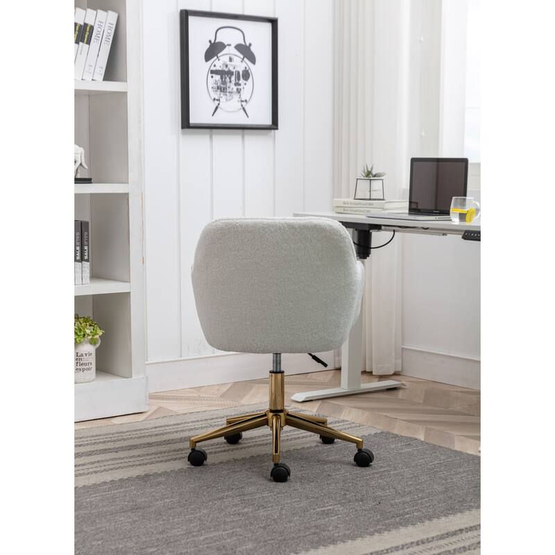 Teddy Fabric Home Office Chair with Metal Legs, Swivel Task Chair with Wheels, Upholstered Armchair with Adjustable Height - N/A