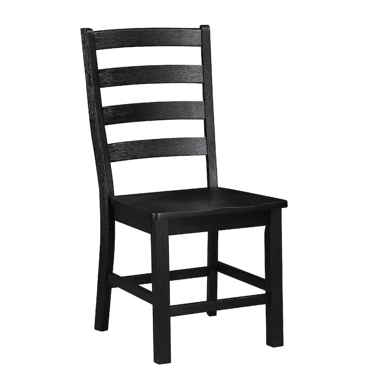 Reddy Side Chair Set of 2, Ladder Back Farmhouse Style, Black Wood