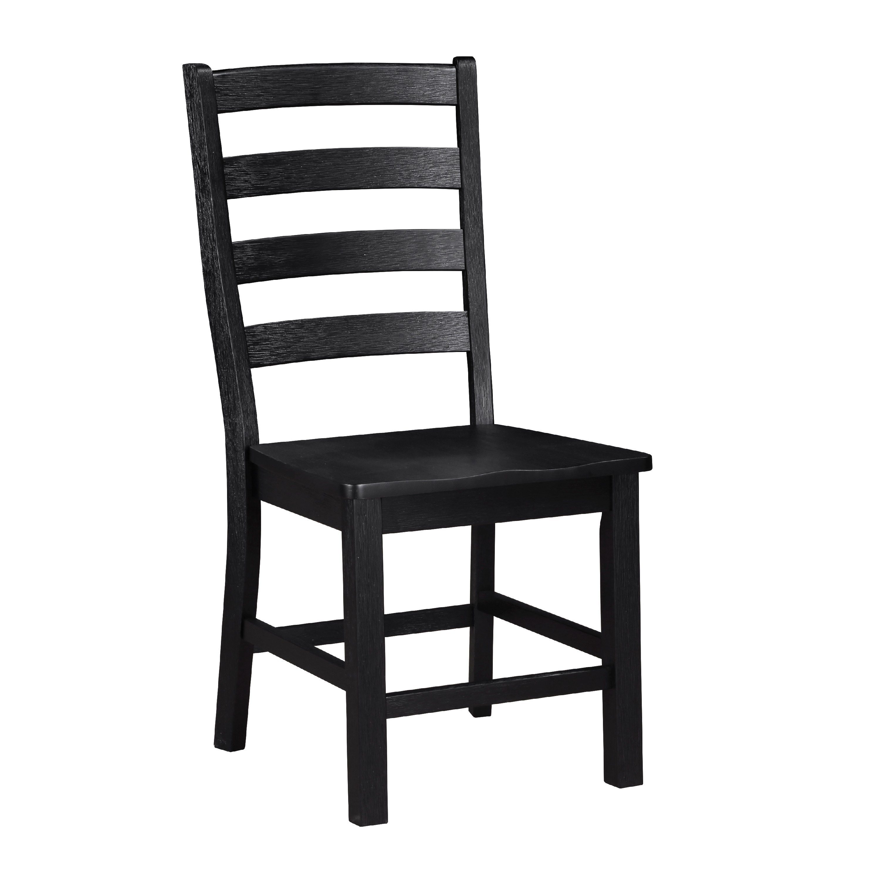 Benjara Reddy Side Chair Set of 2, Ladder Back Farmhouse Style, Black Wood