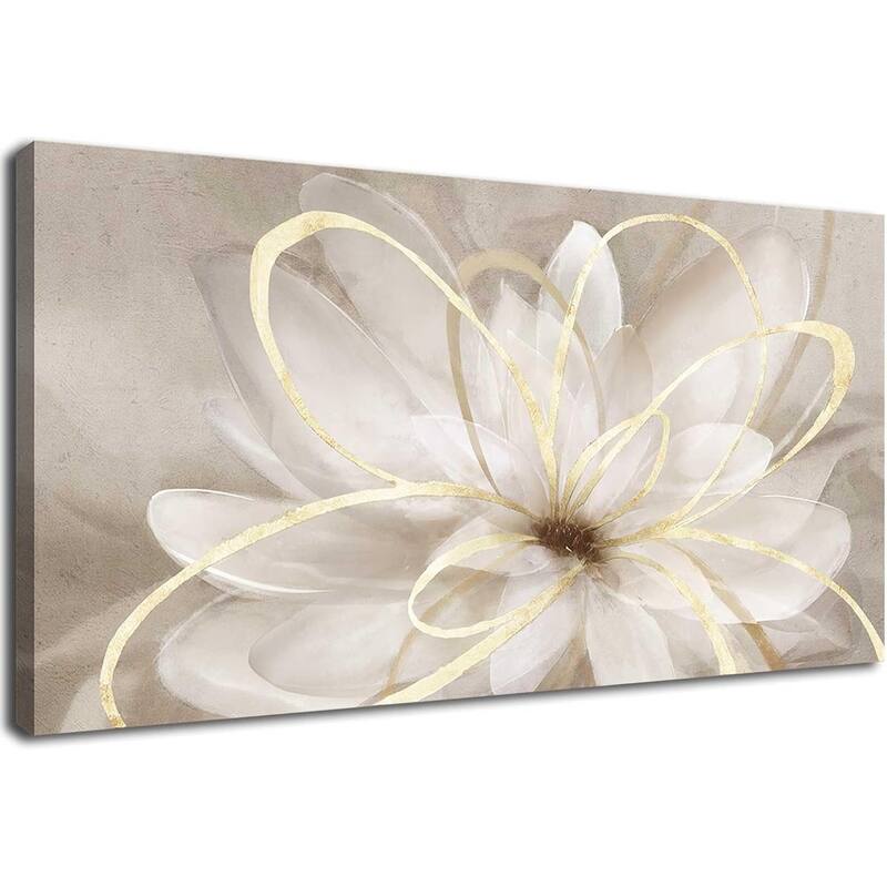 White Floral Wall Art Maximalist Decor - 20 x 40