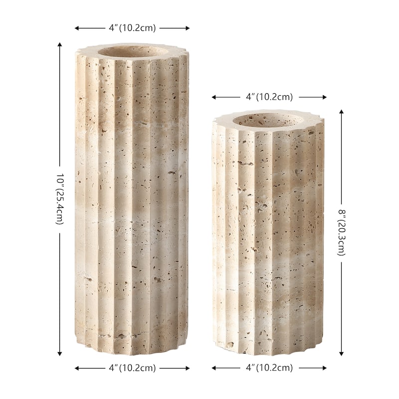 SAFAVIEH Home Teroi Sand Travertine Vase Set of 2