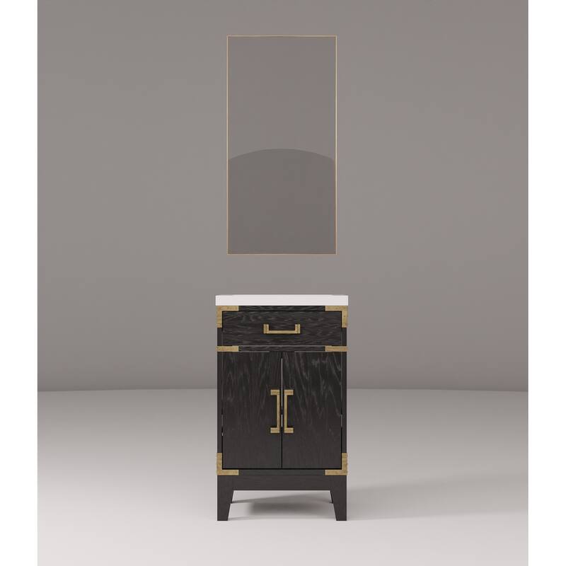 20-inch Bathroom Vanity with Acrylic Top, Soft Close Cabinet, and 18" x 24" Mirror - Polished Surface