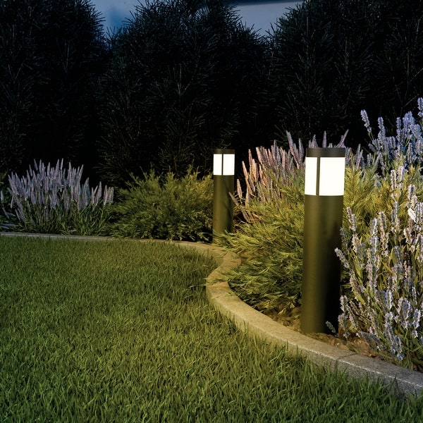 slide 2 of 8, Kichler Lighting 12 Volt 3000K LED 15.2" Round Bollards in Textured Black - 15.2 15.2 - Textured Black