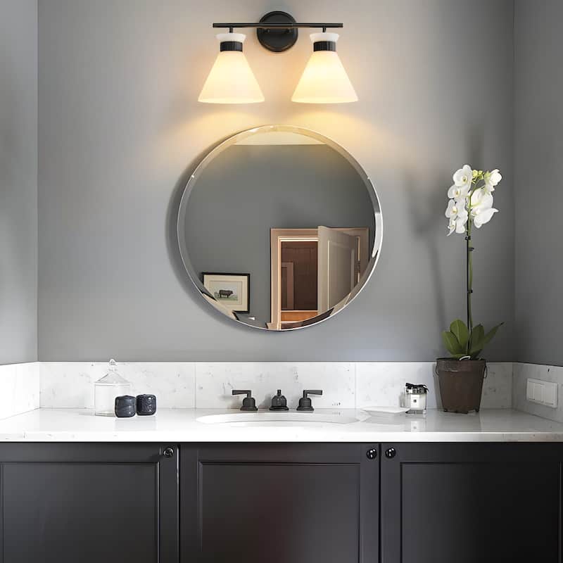 Dimmable Bathroom Vanity Light with Glass Shade