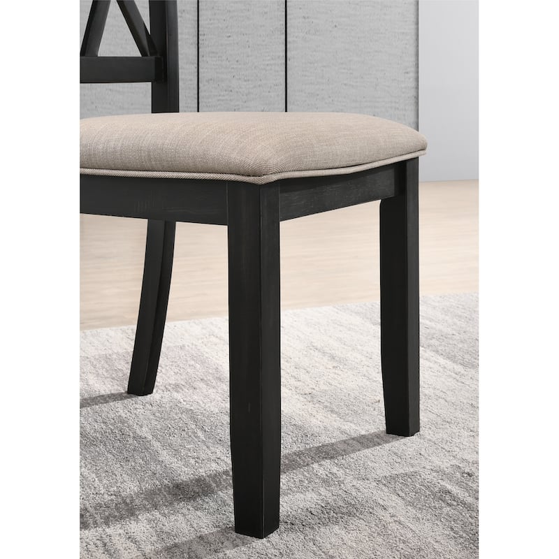 Roundhill Furniture Windvale Upholstered Cross-back Dining Chair, Set of 2