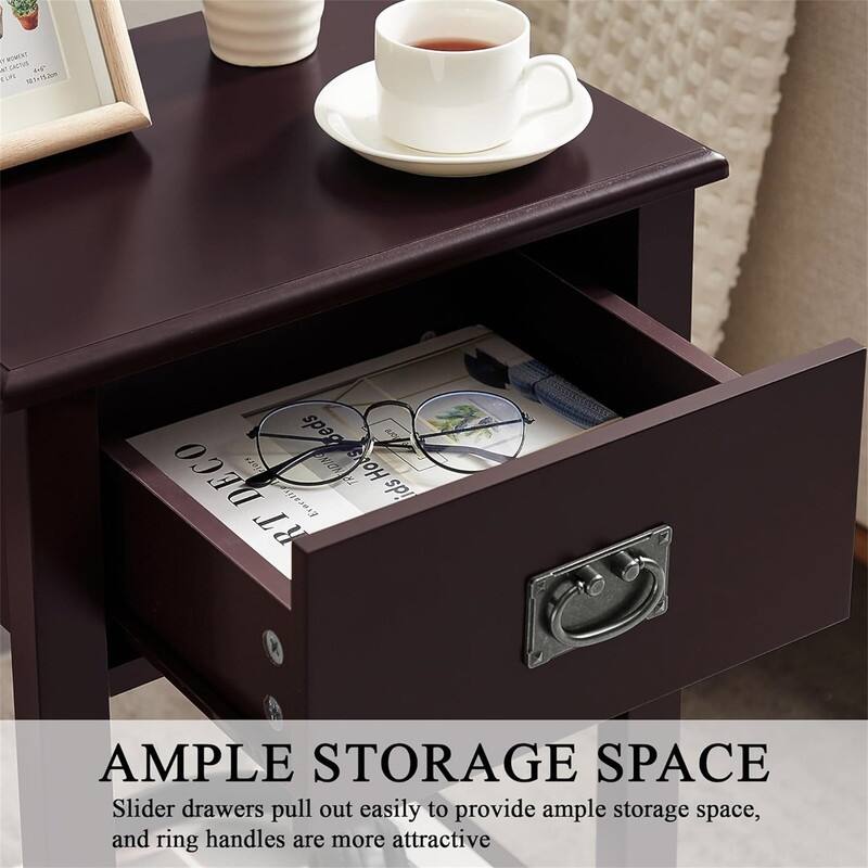 Nightstands Set of 2 Side End Table with Drawers for Bedroom