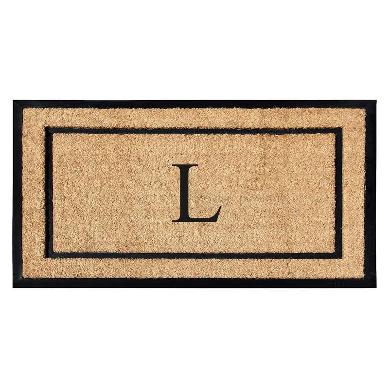 A1HC Natural Coir Monogrammed Door Mat for Front Door, Durable Large Outdoor Rug, Heavy Duty Welcome Doormat - 24" X 48"