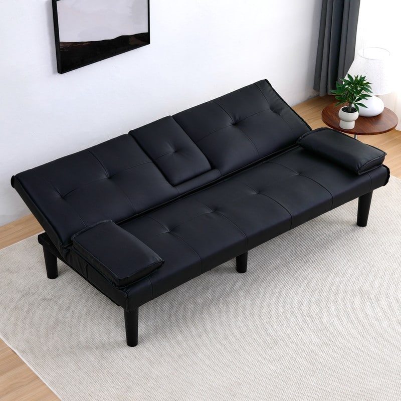 66.8" PVC Multifunctional Sofa Bed With Cup Holder