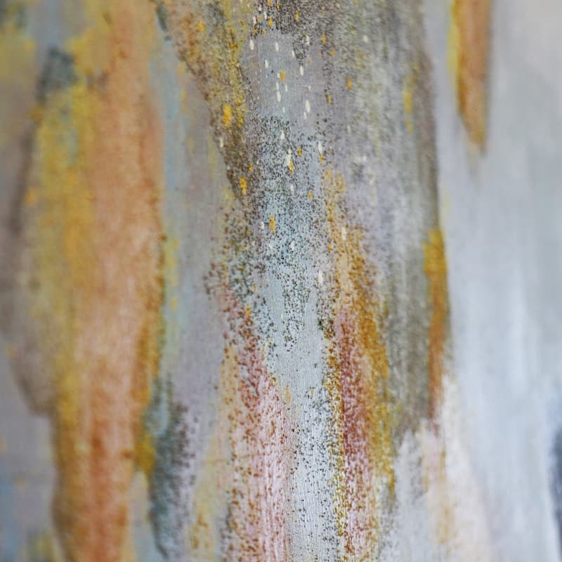 Pasargad Home Prism — Hand-Painted Abstract Oil Painting on Canvas, Blue & Beige with Gold Accents