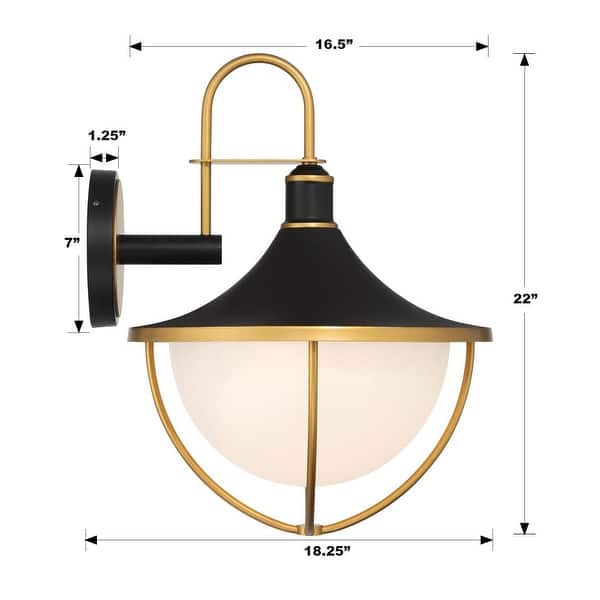 slide 2 of 5, Atlas 3 Light Matte Black and Textured Gold Outdoor Sconce - 16.5"W x 22"H x 18.25"D 16.5"W x 22"H x 18.25"D