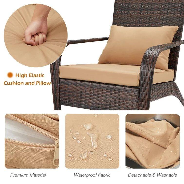 AECOJOY Patio Chairs High Back Wicker Outdoor Dining Chair(Set of 2)