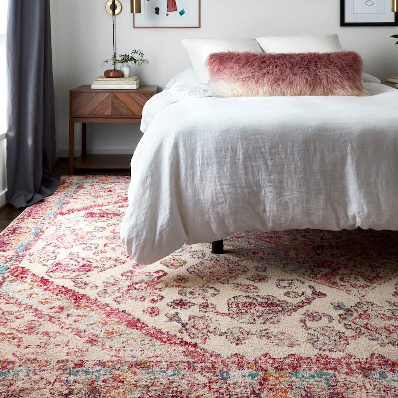 Alexander Home Vintage Boho Diamond Medallion Distressed Rug