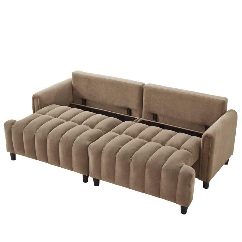 Futon Couch Sofa Bed with Pillows, Convertible Sleeper Sofa with Adjustable Backrest, Loveseat Sleeper Daybed