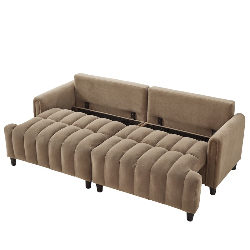 Futon Loveseat Couch Convertible into Sleeper Sofa Bed with Hidden Storage and Adjustable Backrest, Modern Loveseat Sleeper