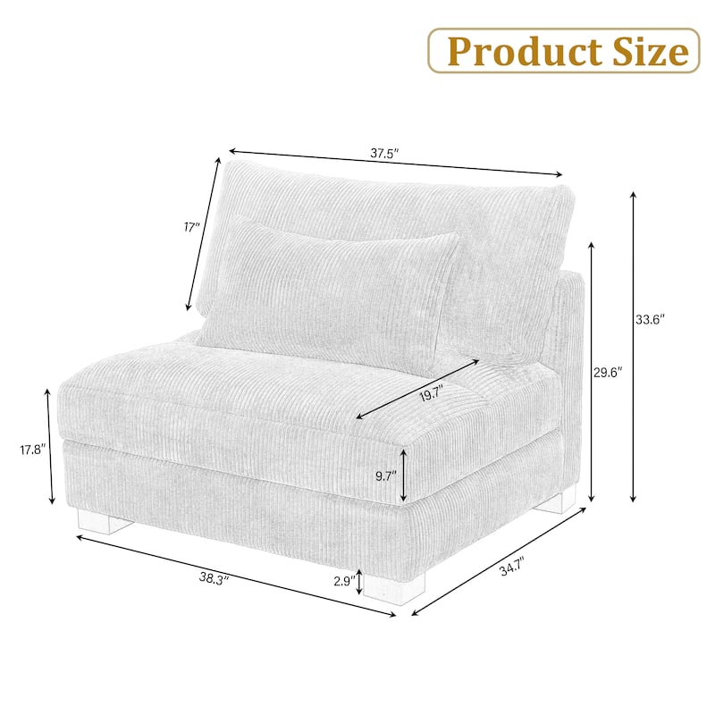 Modern Corduroy Modular Couch Sectional Sofa With Pillows