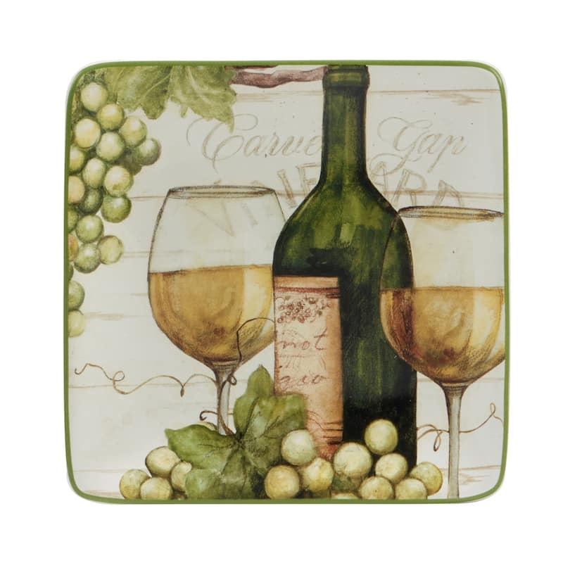 Certified International Meadow Brook 6" Canape/Luncheon/Appetiser Plates, Set of 4 Assorted Designs - 11' x 11'