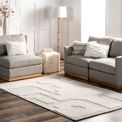 Nuloom AvionTextured Geometric Wool Area Rug
