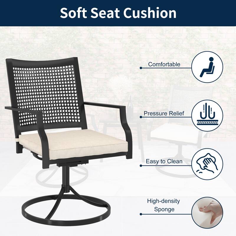 5 Pieces Patio Dining Set with Swivel Chairs