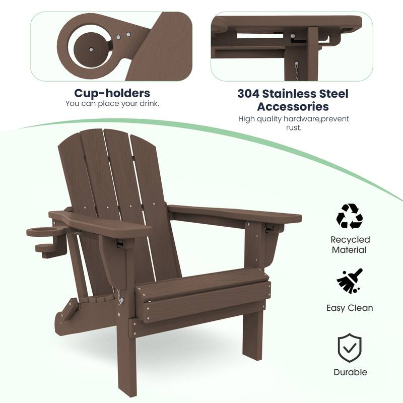 5-Piece Adjustable Plastic Patio Adirondack Chairs With Side Table Set
