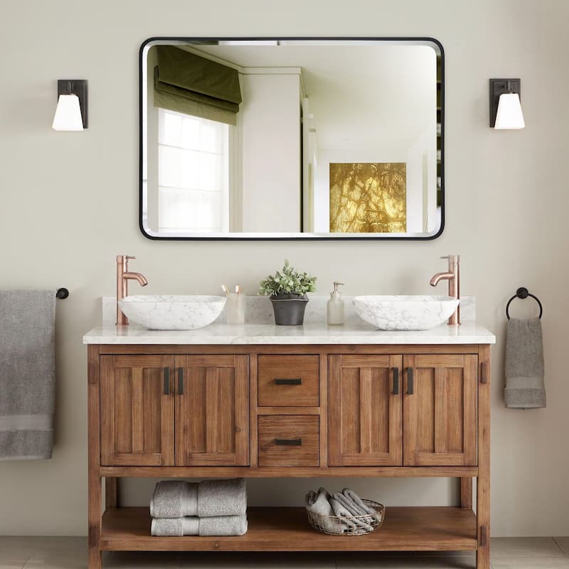 Aluminum Frame Beveled Glass Bathroom Wall Mirror with Round Corner