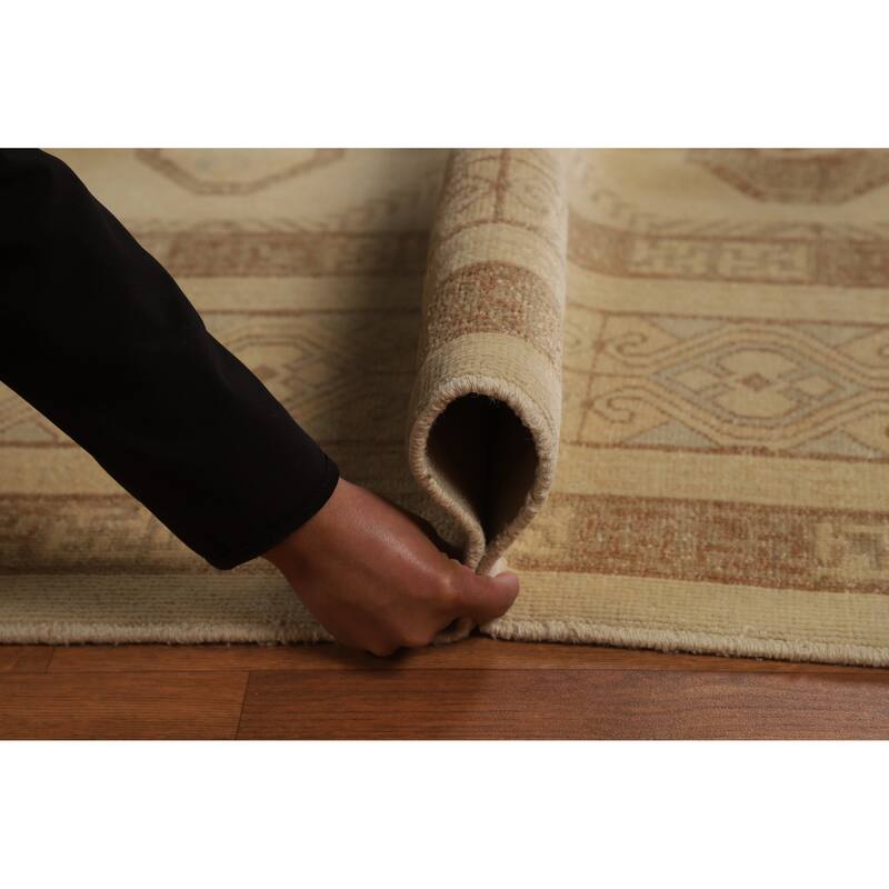 All-Over Vegetable Dye Khotan Turkish Area Rug Handmade Wool Carpet - 8'11" x 11'10"