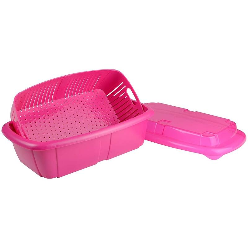 Hutzler 3-in-1 Fruit Saver Basket, Colander and Container, 2 Quarts - Pink