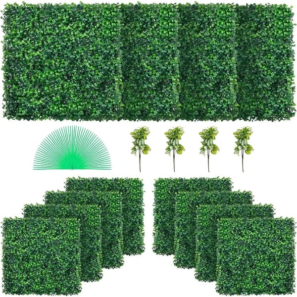 slide 2 of 7, VEVOR 12 Piece 20"x20" Artificial Boxwood Panels for Indoor & Outdoor Use, Green - 11