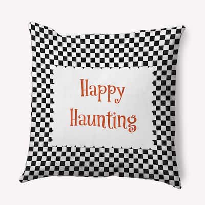 Halloween Happy Haunting Checks Accent Pillow