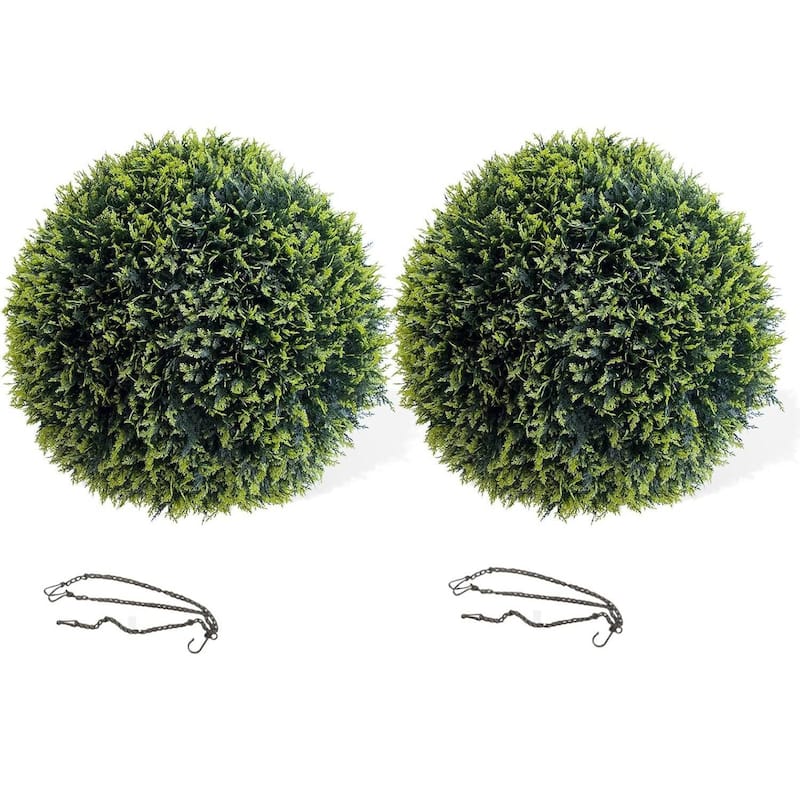 Artificial Cedar Topiary Plant Balls Set of 2 for Home Wedding Decor - 24.8 inch