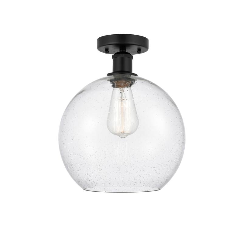 Innovations Lighting Edison Athens - 1 Light 10" Semi-Flush Mount - Seedy/Matte Black