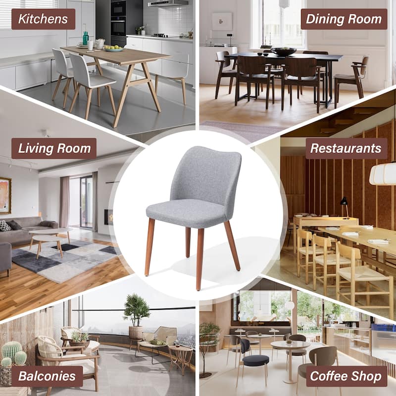 Modern Upholstered Dining Chairs with Padded Seat and Wood Legs