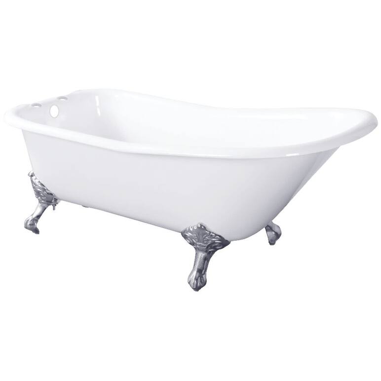 Kingston Brass Aqua Eden 67" Cast Iron Clawfoot Tub with 7" Faucet - White / Polished Chrome