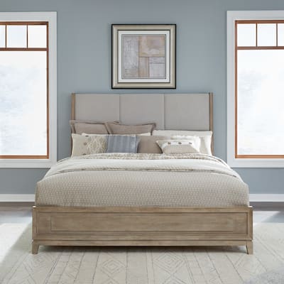 Liberty Furniture Brentwood Upholstered Bed in Sandstone Brown Oak - King or Queen