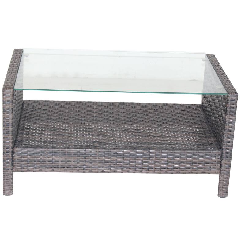 Outdoor patio Furniture Coffee Table with clear tempered glass