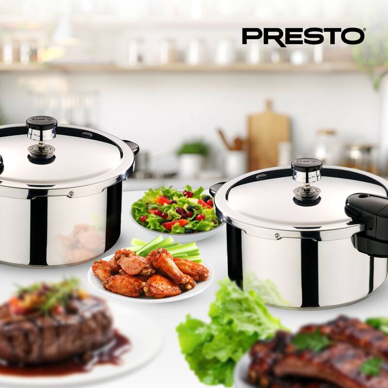 Presto 01362 6 Quart Stainless Steel Pressure Cooker, Tri Clad Base, Silver