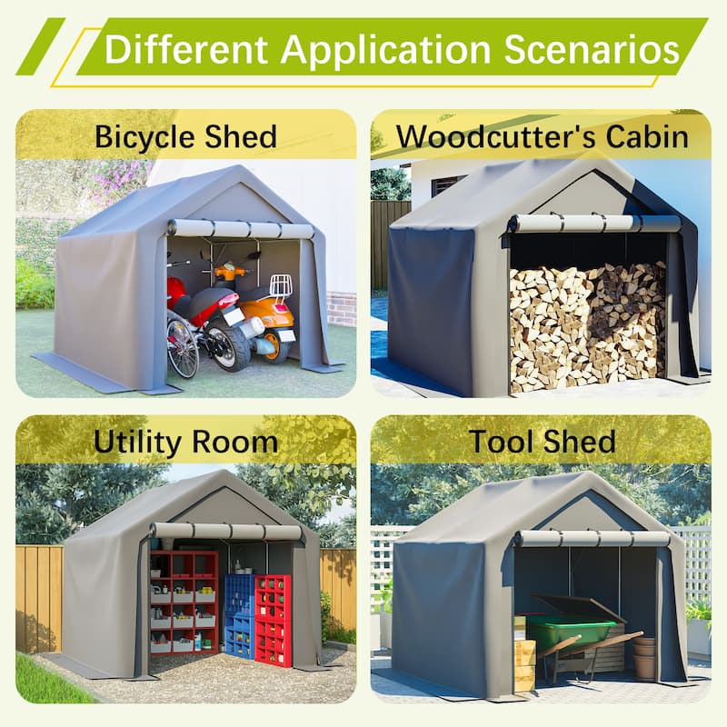 GDFStudio - Multi-Purpose Outdoor Shelter Waterproof & UV-Resistant with Roll-Up Doors