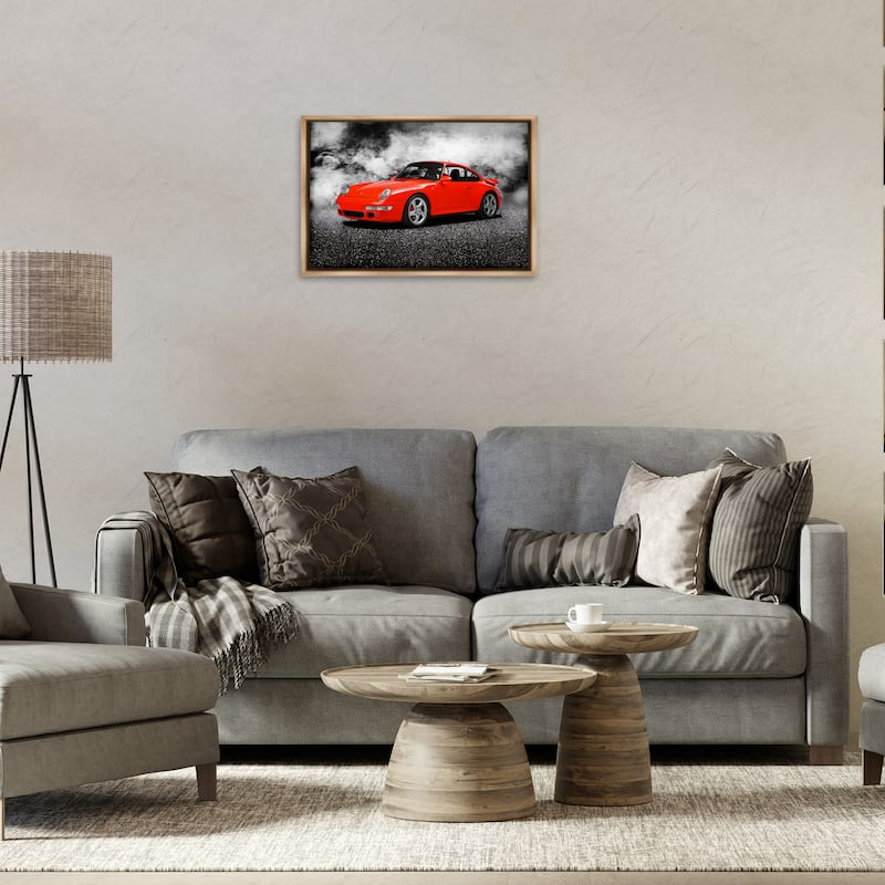 Stupell Bold Red Sports Car Framed Floater Canvas Wall Art Design By Mark Rogan