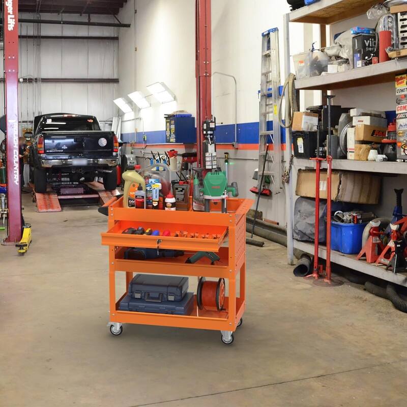 3 Tray Rolling Tool Cart, 400 LBS Capacity Mechanic Tool Carts on Wheels - 13.9 x 32.9 x 30 inches