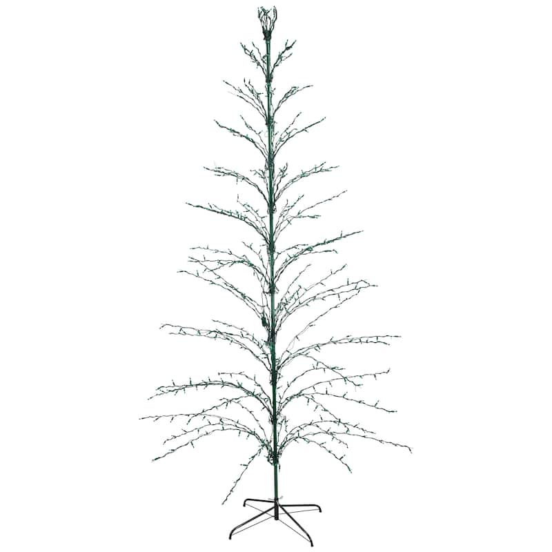 9' Black Pre-Lit Artificial Cascade Twig Christmas Tree - Green Lights - 9 Foot