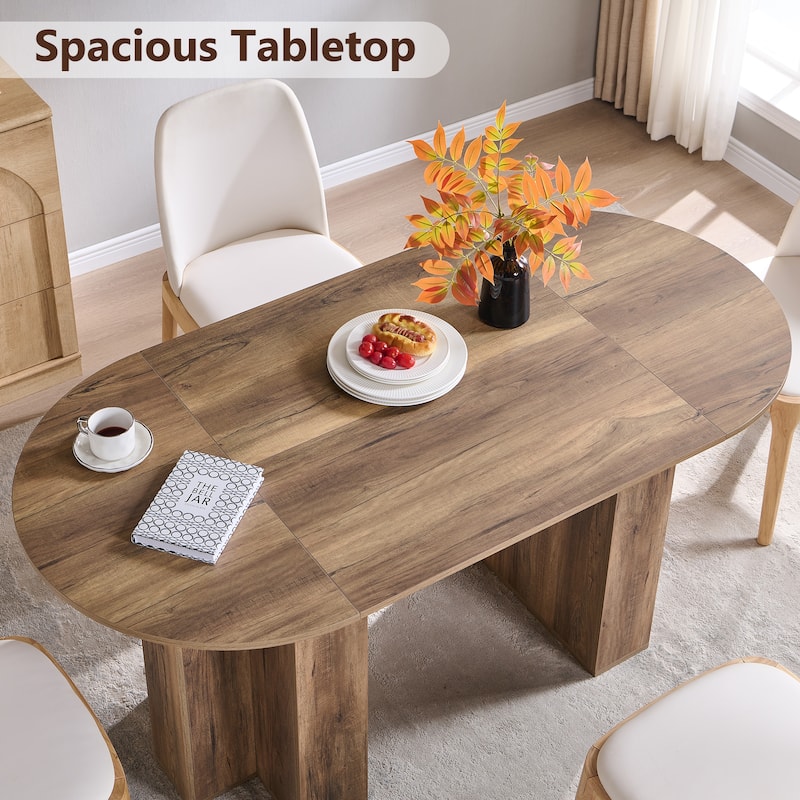 Modern 63" Oval Dining Table, Kitchen Table with Sturdy T-Shaped Base